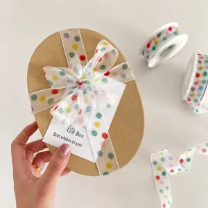 Regenbogen Pünktchen transparente Schleife Band und Kraftpapier Geschenkbox Set Dekoration.