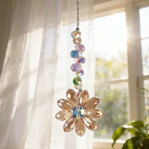 AB Crystal Sun Catcher Window Hanging Prism Rainbow Maker Flower Pendant Home Decor Gift Chime