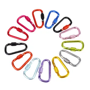 Set di moschettoni di bloccaggio in alluminio colorato per zaino da esterno e bottiglia.