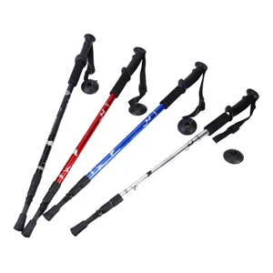 Verstellbare 3-teilige Aluminium-Trekkingstöcke mit Stoßdämpfung für Outdoor-Wandern und Camping.