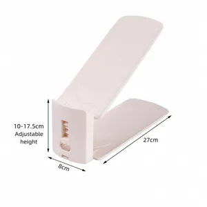 Adjustable double layer shoe rack plastic space saving shoe organizer shelf for entry