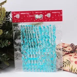 Blue acrylic icicle ornaments for Christmas tree decoration, transparent hanging drop party decor