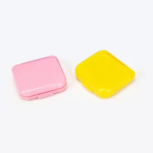 Conjunto de mini caja de almacenamiento de plástico portátil, viaje rosa y amarillo.