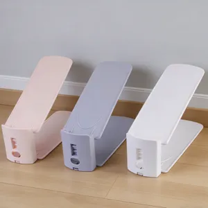 Adjustable shoe slot organizer double layer space saving plastic rack for dorm home