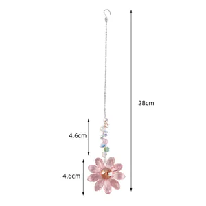 Crystal suncatcher pendant rainbow maker pink flower window hanging decor gift 28cm