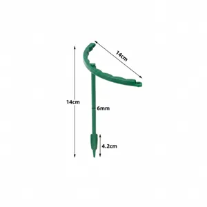 Green plastic plant support stake for succulents and flower pots, detail dimension view.