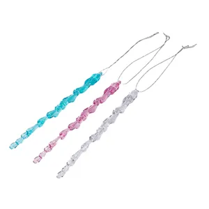 Christmas acrylic icicle hanging ornaments transparent blue pink festival party decor set of 3
