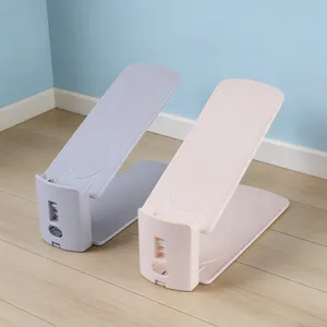 Adjustable double layer shoe rack plastic space saving organizer for home closet dorm