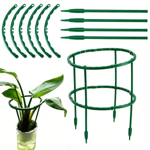 Green Plastic Plant Support Rings Garden Stakes For Climbing Plants Flowers Vegetables Potted Plants Support Holder