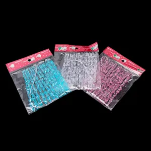 Christmas acrylic icicle pendants detail, colorful ice drop hanging decorations for holiday party.