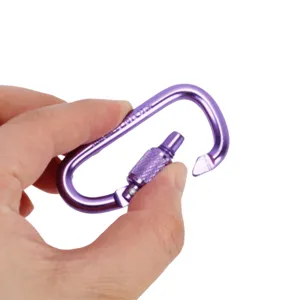 Moschettone di bloccaggio in lega di alluminio viola per accessori da arrampicata all'aperto