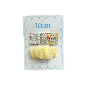 Cute floral and yellow mesh hair clip set for kids sweet sweet side clip card main view
