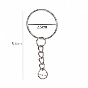Portachiavi in metallo con catena, lunghezza 5.4cm, anello 2.5cm, accessorio fai da te utile