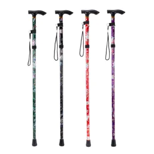 Canne de marche pliable en aluminium, béquille portable pour personnes âgées, détail.