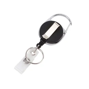 Intrekbare badgehouder met metalen karabijnhaak id kaartouder sleutelhanger katrol voor kantoor