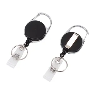 Badgehaspel Metalen Frame Gematteerde ID Kaarthouder Duurzame Sleutelhanger Rol met Riemclip Sleutelhanger