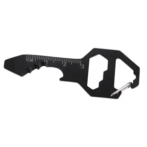 Mini portable multi-function key shape EDC tool bottle opener and ruler detail view.