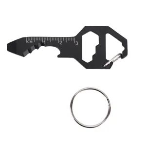 Mini multi-function key shaped EDC tool bottle opener screwdriver with metal key ring