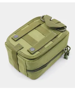 Tasca tattica borsello Molle vista dettaglio, zainetto sopravvivenza nylon resistente.