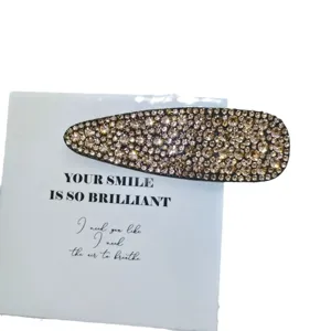 Elegant large rhinestone hairpin teardrop BB clip sparkling crystal side clip for women hair styling