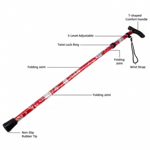 Bâton de marche pliable en aluminium réglable léger pour randonnée en plein air
