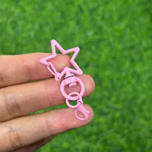 Pink star lobster clasp swivel keychain DIY handmade jewelry accessory making material.