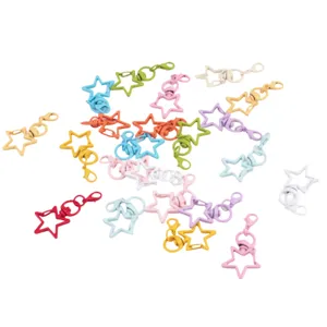 Colorful star lobster clasps, rotating keychain DIY handmade metal accessories for craft making.