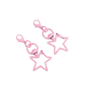 Pink metal star lobster clasp swivel keychain DIY handmade craft accessories set of two items.