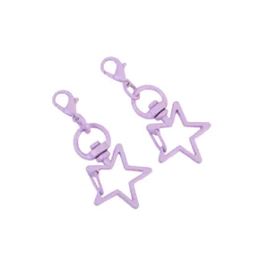 Purple star keychain clips swivel lobster clasps DIY handmade craft accessories detail shot