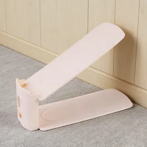 Adjustable plastic shoe rack double layer space saving organizer for home dorm details.