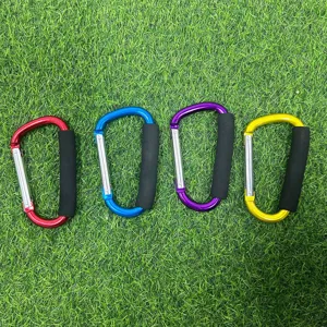 Aluminum alloy D-shape carabiner hook with sponge grip, large size 14 utility shoe clip.