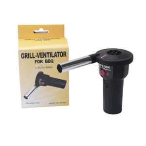 Soufflante de barbecue électrique portable en détail, ventilateur à main pour camping.