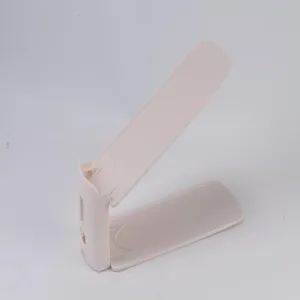 Adjustable double layer plastic shoe rack detail, space saving shoe organizer insert.