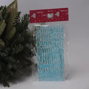 Blue acrylic icicle pendants for Christmas tree hanging decoration, clear plastic packaged set.