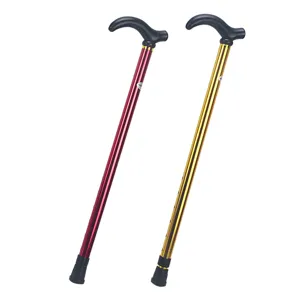 Adjustable aluminum alloy hiking pole and elderly walking crutch with anti-slip rubber tip.