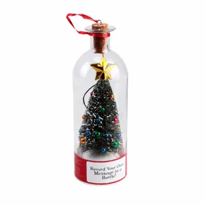 Christmas tree wishing bottle desktop ornament gift with message note for holiday decor