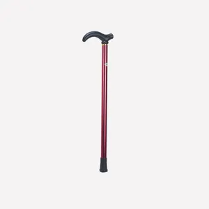 Adjustable aluminum outdoor hiking stick and walking crutch for seniors in red color.