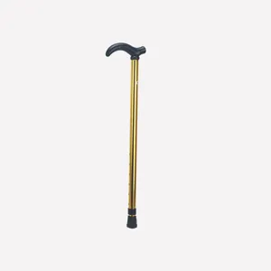 Adjustable aluminum walking cane with ergonomic handle and anti-slip rubber tip for seniors.