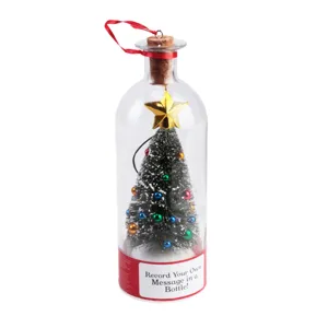 Glass Christmas tree bottle decoration gift message in a bottle holiday party decor