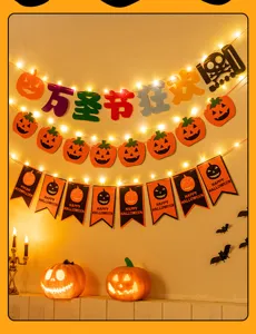 Halloween pumpkin banner string lights for party hanging decoration spooky decor
