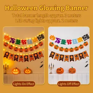 Halloween glowing pumpkin banner garland string lights party decoration home indoor decor