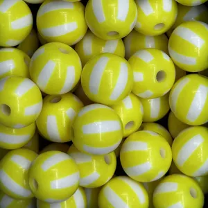 Cuentas acrílicas rayadas amarillas y blancas para joyería DIY accesorios de teléfono detalle