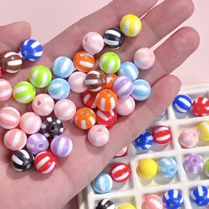 Abalorios acrilicos bicolor rayas 12-16mm cuentas de sandia para joyas DIY cadenas de telefono