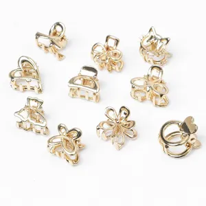 Barrette Pince à Cheveux en Alliage de Zinc Doré Papillon Cœur Fleur Petites Épingles à Cheveux en Métal pour Femmes Décoration Quotidienne