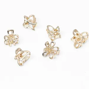 Set de mini pinces à cheveux en métal, accessoires de cheveux dorés mignons pour franges.