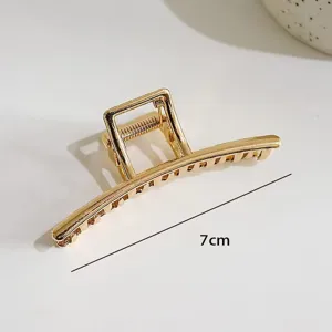 Molletta per capelli in metallo dorato, artiglio geometrico da 7cm per acconciature quotidiane.
