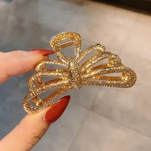 Molla per capelli a farfalla in metallo dorato eleganti accessori per capelli vuoti donna