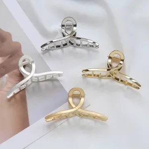 Molla per capelli incrociata in metallo per donna, elegante pinza per acconciature quotidiane.