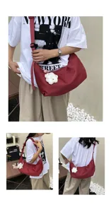 Minimalist solid color nylon shoulder bag women casual crossbody crescent dumpling bag
