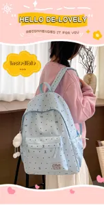 Sac à dos à pois doux de style japonais, cartable décontracté mignon pour étudiants et filles.